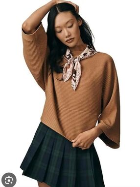 By Anthropologie Mock-Neck Wide-Sleeve Sweater